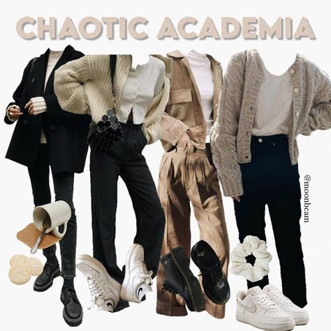 Chaotic Academia Outfits Aesthetic, Science Academia Aesthetic Outfit, Chaotic Academia Aesthetic Outfit, Chaotic Academia Outfits, Chaotic Academia Aesthetic, Academia Aesthetic Outfit, Dark Academia Outfits, Capsule Wardrobe Women, Dark Academia Outfit