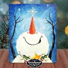 Snowflake on my Nose - Step by Step Painting Class | The Farmhouse Art Christmas Paintings Easy, Funny Christmas Wishes, Future Artist, Paintings Easy, Christmas Paintings On Canvas, Winter Snowman, Paint Night, Snowman Painting, Easy Canvas Painting