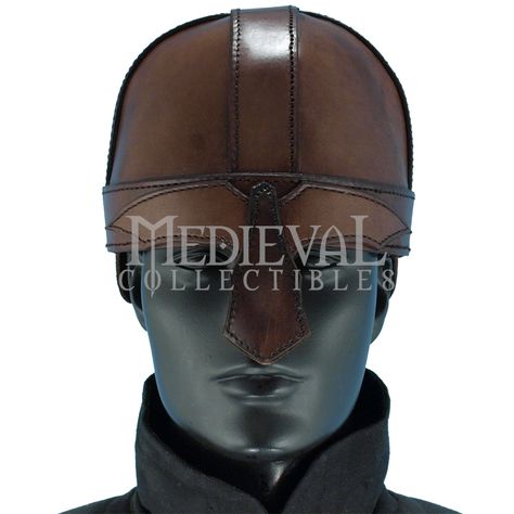 Warriors Leather Helmet - MCI-2731 by Medieval Collectibles $56 Leather Helmet Medieval, Helmet Medieval, Leather Masks, Leather Helmet, Medieval Archery, Medieval Collectibles, Medieval Swords, Helmet Armor, Swords Medieval