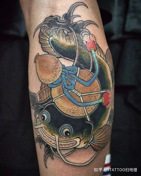 Namazu Tattoo, Catfish Tattoo, Dragon Tattoo Art, Japanese Tattoos, Fish Tattoo, Japanese Tattoo Art, Little Tattoos, Japanese Tattoo, Dragon Tattoo