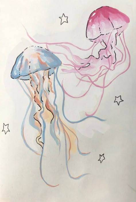 Jellyfish Drawing, Jellyfish Art, Sketch Book Ideas, Jelly Fish, Cute Doodle, Cute Doodles Drawings, Cute Doodle Art, Doodles Drawings, Sketch Ideas