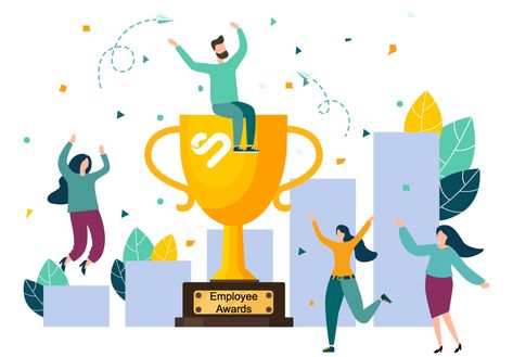 16 Amazing Employee Award Ideas (Give Your Kudos In 2023) Funny Employee Awards, Employee Appreciation Awards, Vector Illustration People, Employee Rewards, Employee Awards, Team Motivation, Corkboard Ideas Decor, Award Ideas, Trophy Cup