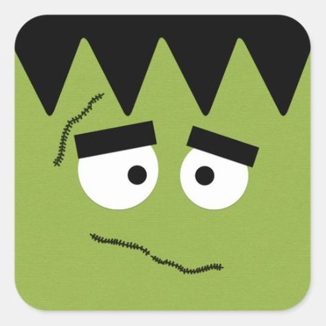 $7.25 | Funny Frankenstein Face for Halloween | Halloween Sticker | halloween, frankenstein, green, monster, face, stitches, funny, humorous, cross eyed, scary, spooky Pictures Of Frankenstein, Frankenstein Template, Frankenstein Pictures, Cookie Crafts, Frankenstein Face, Frankenstein Craft, Halloween Boxes, Monster Faces, Halloween Frankenstein