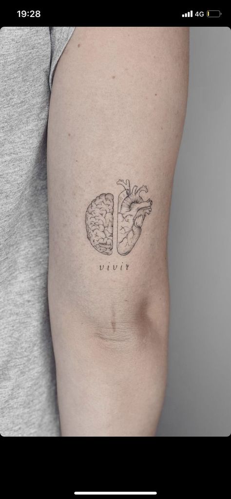 Brain Tattoo Ideas Simple, Tattoo Ideas Psychology, Psychology Tattoo Minimalist, Nurse Tattoo Ideas Small, Brain Tattoo Ideas, Feel Tattoo, Heart And Soul Tattoo, Alchemist Tattoo, Psychology Tattoo