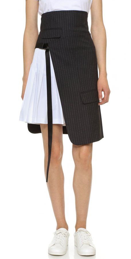 Pin for Later: 34 Wrap Skirts to Get All Tied Up in This Spring  DKNY Pinstripe… Skirt Inspiration, Wrap Skirts, Dresses Aesthetic, Popsugar Fashion, Dresses 2024, Cute Summer Dresses, White Dress Summer, A Skirt, Dresses Summer