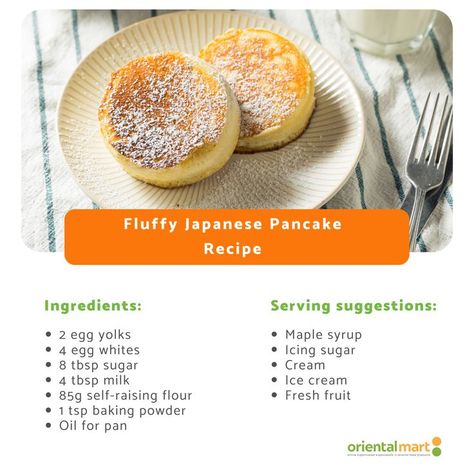 Add another kind of pancake to your repertoire just in time for pancake day 🥞 Japanese pancakes are super fluffy with a light, souffle-like texture. Find out more with our recipe! #japanesepancakes #pancakerecipe #soufflepancakes #pancakeday Souflee Pancakes Japanese Recipe, Fuwa Fuwa Pancake Recipe, Soufflé Pancake Recipe, Japan Pancakes Recipe, How To Make Japanese Pancakes, How To Make Fluffy Pancakes, Souflee Pancakes Recipes, Japanese Pancakes Fluffy Recipe, Japanese Souffle Pancakes Recipe