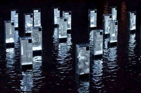 Jason Bruges, Cinematic Architecture, Studio Mirror, 8 December, Projection Mapping, Water Reflections, Scenic Design, Animated Images, The Pond