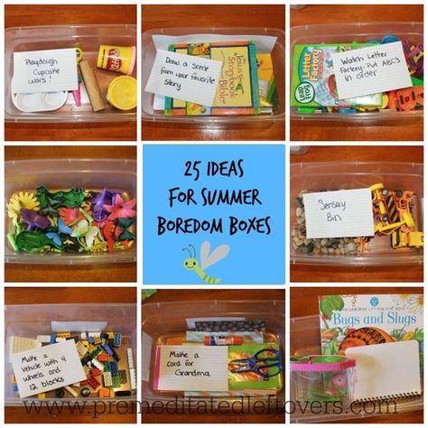 25 Ideas for Summer Boredom Boxes - Here are 25 ideas to keep your kids occupied this summer - perfect for days when your kids can't think of anything to do. Quiet Time Boxes, Paper Activities, Child Activities, Summer Boredom, Quiet Time Activities, Summer Fun For Kids, Activity Box, Busy Boxes, Kid Projects