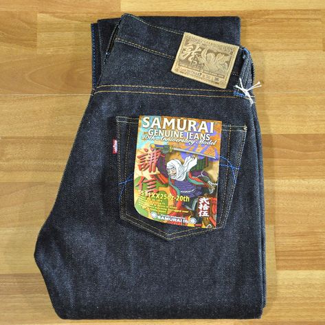 Samurai S511XX 25oz 20th Anniversary Denims (Slim Tapered Fit) . It’s the 20th anniversary, you know it’s gonna be special! . This is a pair of 25oz denim you’ll really want to wear everyday! . With so many hidden details from Samurai’s elaborate story, these are the perfect heavyweight pair of jeans for real fans of Japanese culture. #samuraijeans Japanese Denim, You Know It, 20th Anniversary, Japanese Culture, For Real, Men's Jeans, Knowing You, Levi Jeans, Mens Jeans