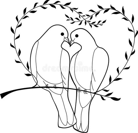 Illustration about Wedding doves on the branch. Illustration of wife, wedding, husband - 15718145 Bird Silhouette Art, Wedding Doves, Wedding Drawing, Geometric Drawing, Honda Shadow, Bird Silhouette, Bird Embroidery, Embroidery Patterns Vintage, Hand Embroidery Design Patterns