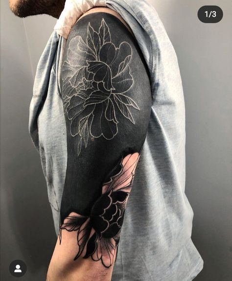 Blacked Out Tattoo Cover Up, White Over Black Tattoo, Negative Tattoo, Black Sleeve Tattoo, Mangas Tattoo, Black Line Tattoo, Cuff Tattoo, Geometric Sleeve Tattoo, Black Tattoo Cover Up