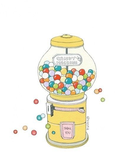 Gumball Machine Drawing Art, Gumball Machine Illustration, Candy Machine Illustration, Candy Illustration, Artsy Pictures, Kawaii Illustration, Kids Candy, Gumball Machine, Beautiful Landscape Wallpaper