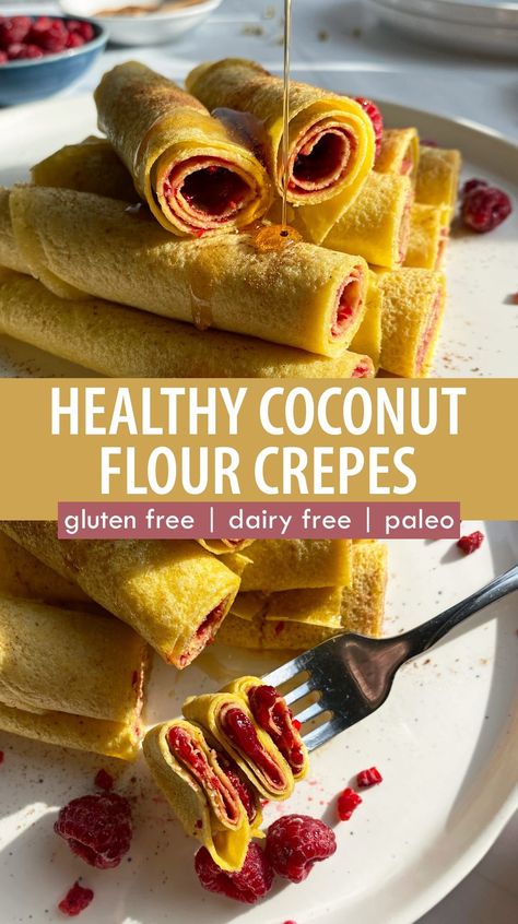 Dairy Free Paleo, Coconut Flour Cinnamon Rolls, Coconut Flour Wraps, Coconut Flour Waffle Recipe, Paleo Crepes Recipe, Almond And Coconut Flour Pancakes, Grain Free Crepes, Paleo Waffles Coconut Flour, Paleo Crepes