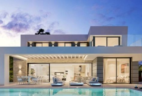 Calahonda Spain, Modern Desert Home, Luxury Villa Design, Modern Desert, Contemporary Villa, Casa Country, Desert Homes, Villa With Private Pool, Sanya