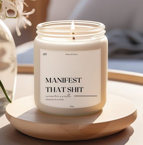 We all need a little reminder to manifest whatever we want Abundance Candle, Candle Manifestation, Candle Spiritual, Affirmation Manifestation, Intention Candle, Spiritual Candles, Candle Stands, Intention Candles, Handcrafted Candles