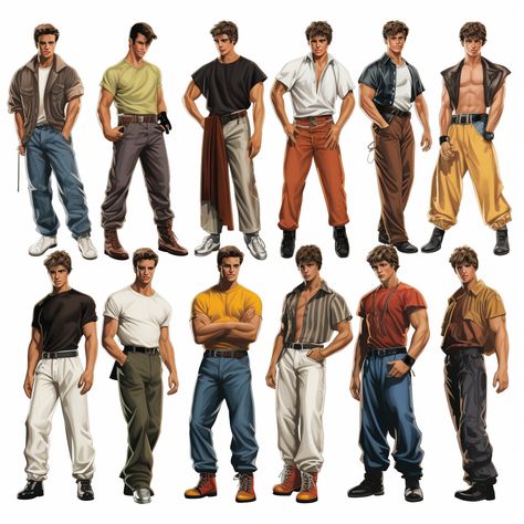 90s Fashion Male, 90s Male Fashion, Sketching Basics, 80s Cartoon Characters, 90s Characters, 1980 Clothes, 80s Fashion Men, Store Merchandise, 80s 90s Fashion