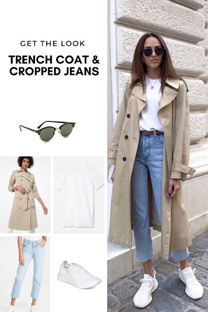 Get the look: trench coat and cropped jeans - Cheryl Shops Trench Coat Outfit Street Style, Casual Trench Coat Outfit, Look Trench, Trench Coat Street Style, Trench Outfit, Spring Trench Coat, Casual Trench Coat, Embrace The Change, Stylish Spring Outfit