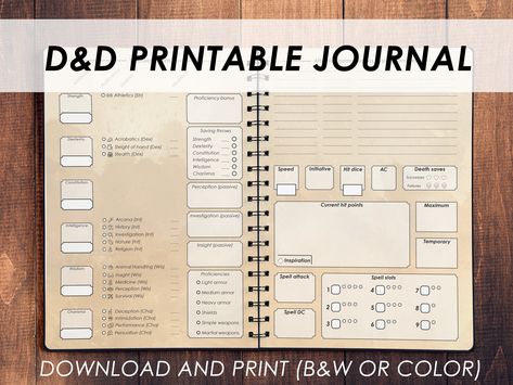 Dnd Spell Template, Dnd Character Book Diy, Dnd Book Diy, Dnd Character Journal Diy, Dnd Character Book, D&d Printables, Dnd Character Journal Pages, Dnd Binder Organization, D&d Notebook