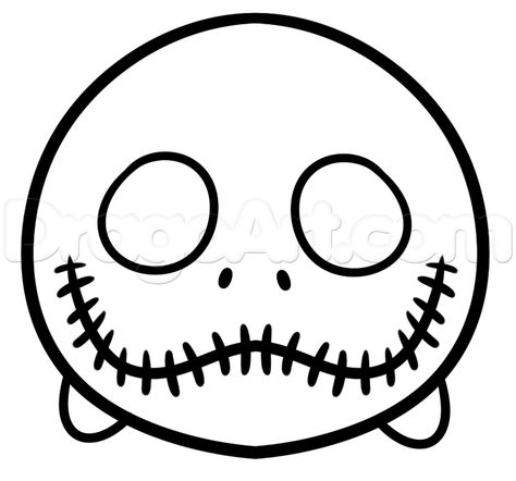 how to draw tsum jack skellington step 4 Step By Step Disney Characters, Tsum Tsum Coloring Pages, Tsum Tsum Toys, Tsum Tsum Characters, Draw Cartoon Characters, Disney Graduation, Disney Cupcakes, Kawaii Disney, Disney Cartoon Characters