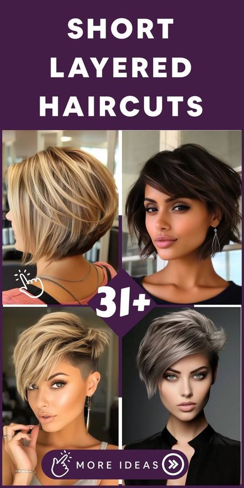 Discover a modern and stylish transformation with short layered haircuts! Elevate your look by adding volume and texture to your hair, whether you opt for a playful pixie cut or a classic bob. These versatile styles can be tailored to enhance your unique features and personal style. Step into a world of chic and trendy vibes with short layered haircuts that exude confidence and sophistication. Doing My Own Hair, Shoulder Length Waves, Layered Haircuts For Women, Layered Haircuts With Bangs, Romantic Curls, Curly Hair Types, Classic Bob, Exude Confidence, Short Layers