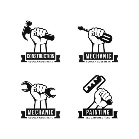 Worker logo set | Premium Vector #Freepik #vector #technician #maintenance-service #repairman #repair Repairman Logo, Brown Munde, Maintenance Logo, Facilities Maintenance, Logo Set, School Projects, Vector Photo, Premium Vector, Graphic Resources