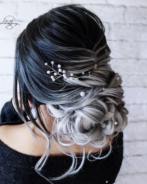 Hairstyles Volume, Different Hair Lengths, Hairstyles Ombre, Goth Bride, Low Updo, Gothic Bride, Gothic Hairstyles, Goth Hair, Ombre Wedding