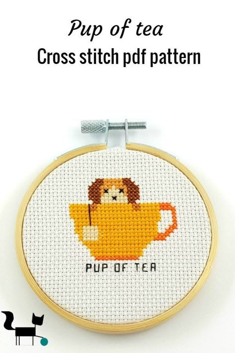 Tea Cross Stitch Pattern Free, Tea Time Cross Stitch, Cross Stitch Patterns Dog, Tea Cross Stitch Pattern, Tea Cross Stitch, Cross Stitch Dog, Dog Cross Stitch Pattern, Geeky Cross Stitch Patterns, Fawn French Bulldog