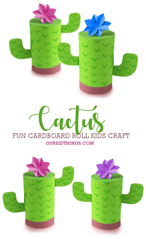 Cardboard Roll Cactus Craft with Free Printable Template Summer Craft for Kids Nobody Hugs A Cactus Craft, Paper Plate Cactus Craft, 3d Cactus Craft, Texas Crafts For Kids, Cactus Art For Kids, Cactus Crafts For Kids, Cactus Template Free Printable, Cactus Template, Encanto Crafts