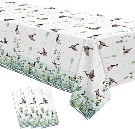 Amazon.com: Suhelkit One Lucky Duck Birthday Decorations Tablecloth, Disposable Mallard Duck Hunting Birthday Party Supplies Table Cover, Duck 1st 2nd 3rd Birthday Table Decorations, 3 Pack (54in x 108in) : Home & Kitchen Ducks Trucks And Eight Point Bucks Party, Mallard Duck Birthday Party, Duck Birthday Decorations, Duck Hunting Birthday Party, Mallard Duck Party, Duck Hunting Birthday, One Lucky Duck Birthday, Duck Table, Lucky Duck Birthday