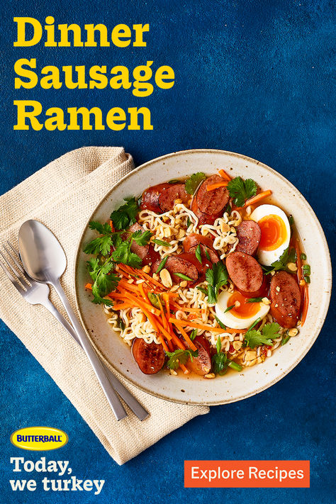 Sausage Ramen, Quick And Easy Comfort Food, Spicy Turkey, Ramen Recipes Easy, Dinner Sausage, Ramen Dishes, Ramen Recipe, Sausage Dishes, Easy Chinese Recipes