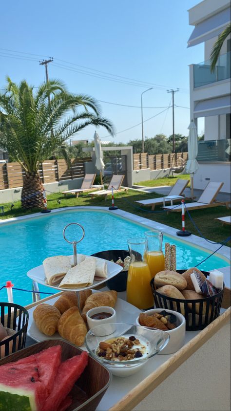 #greece #breakfast Breakfast In Greece, Greece Breakfast, Thasos Greece, Thasos, Cool Swimming Pools, Rich Lifestyle, Beauty Skin Care Routine, Greece Travel, Travel Aesthetic