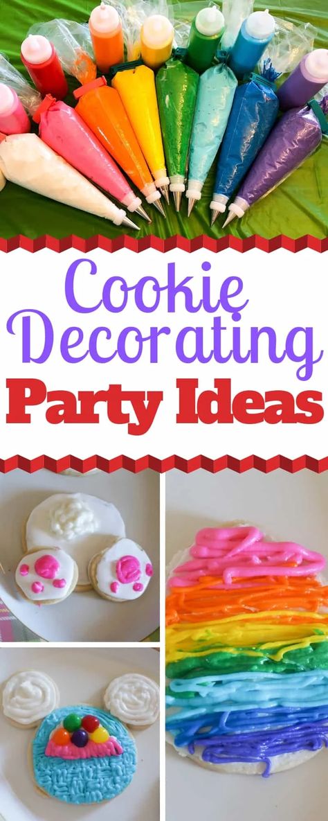 Cookie Decorating Party Ideas, Sugar Cookie Decorating Party, Kid Cookie Decorating Party, Easy Cookie Decorating, Cookies With Kids, Cookie Decorating Station, Royal Icing Sugar Cookies, Icing Sugar Cookies, Christmas Cookies Kids