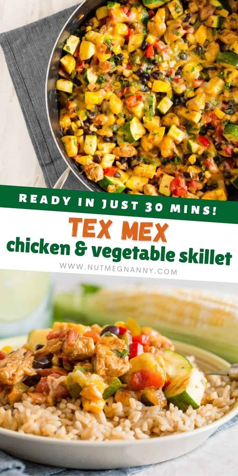 Chicken With Zucchini And Squash, Chicken And Vegetable Skillet, Black Bean Chicken Chili, Fowl Recipes, Chicken Squash, Zucchini Yellow Squash, Vegetable Skillet, Tex Mex Chicken, Chicken Fajita Pasta