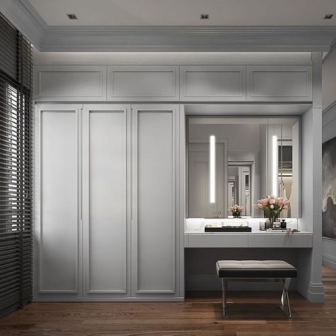 15 Grey Bedroom Ideas for 2022 - Color Psychology Bedroom Built In Wardrobe, Bedroom Cupboards, Dream Closet Design, Wardrobe Interior Design, Wardrobe Room, Bedroom Closet Design, Wardrobe Design Bedroom, Gray Bedroom, Bedroom Wardrobe