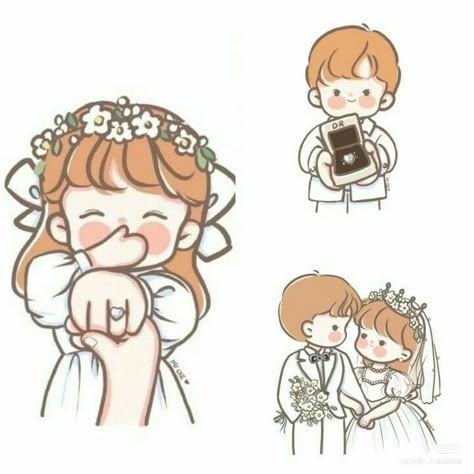 Cute Love Doodles Couples Romantic, Cartoon Love Quotes, Bride Cartoon, Personajes Studio Ghibli, Chibi Couple, Easy Love Drawings, Cute Couple Drawings, Love Cartoons