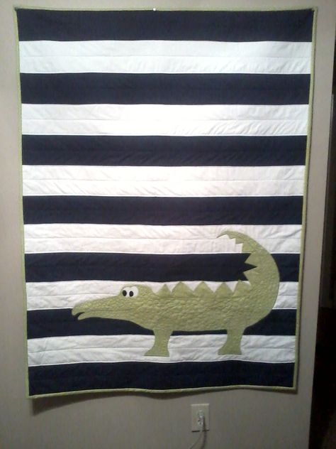 cute for back of quilt! Alligator Quilt, Monster Quilt Pattern, A Is For Alligator, Monster Quilt, Toddler Cot, Teal Bird, Animal Nursery Theme, Quilt Modernen, Childrens Quilts