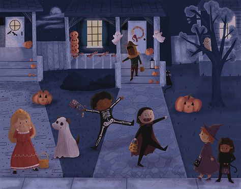 Trick Or Treaters Illustration, Trick Or Treating Illustration, Trick Or Treat Background, Halloween Party Illustration, Trick Or Treating Drawing, Trick Or Treat Painting, Trick Or Treating Aesthetic, Trick Or Treat Illustration, Trick Or Treat Art