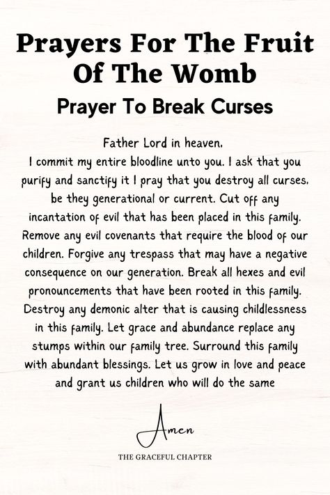 Prayer To Break Curses, Pregnancy Prayer, The Graceful Chapter, Prayer For My Marriage, Womb Healing, Deliverance Prayers, Spiritual Warfare Prayers, Money Blocks, Spiritual Prayers