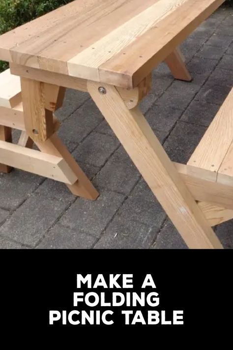 How to Make a Folding Picnic Table Convertible Picnic Table, Folding Picnic Table Bench Plans Free, Folding Picnic Table Bench, Foldable Picnic Table, Diy Picnic Table, Picnic Table Bench, Kids Picnic Table, Chicken Waterer, Folding Bench