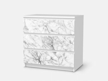 Möbelfolie Marmor weiß für Malm 3 Schubladen Ikea Furniture Makeover, Marble Sticker, Home Design Diy, Diy Drawers, Ikea Malm, Boutique Interior, Ikea Diy, Ikea Furniture, Faux Marble