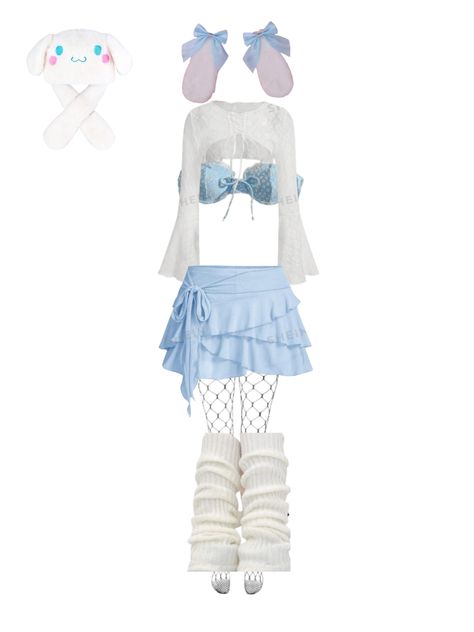 #Sanrio #raveoutfit #cinnamoroll #sanriocore Cinnamon Roll Sanrio Cosplay, Cinnamoroll Costume Ideas, Cinnamoroll Rave Outfit, Sanrio Rave Outfit, Cinnamoroll Inspired Outfit, Sanrio Inspired Outfit, Cinnamoroll Clothes, Cinnamoroll Costume, Cinnamoroll Cosplay