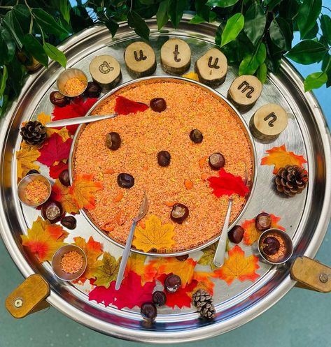 Autumn themed sensory tuff tray, ready for our little thinkers tomorrow #cosydirect #cosyclubideas #tufftray #tufftrayideas #sensoryplay… | Instagram Autumn Themed Tuff Tray, Autumn Tuff Tray Ideas Eyfs, Activities For Under 2s, Autumn Room Ideas, Autumn Tuff Tray, Winter Eyfs, Tuff Tray Ideas Toddlers, Messy Play Activities, Tuff Tray Ideas