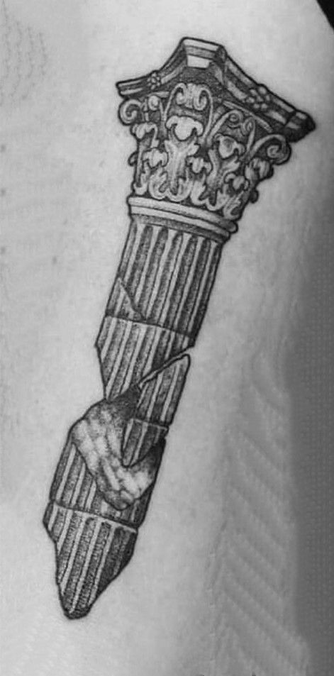 Roman Pillars Tattoo, Greek Column Drawing, Roman Columns Tattoo, Greek Filler Tattoo Ideas Gap, Greek Pilar Tattoo, Corinthian Column Tattoo, Greek Columns Tattoo, Greek Ruins Tattoo, Roman Pillar Tattoo