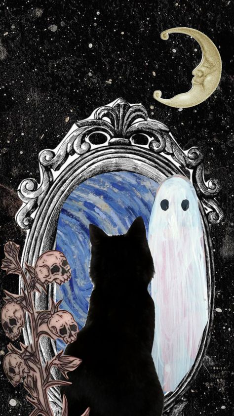 Witch Cat Wallpaper, Spirit Illustration, Phone Homescreen, Curiosity Killed The Cat, Wiccan Witch, Dream Symbols, Human Spirit, Witch Cat, Homescreen Ideas