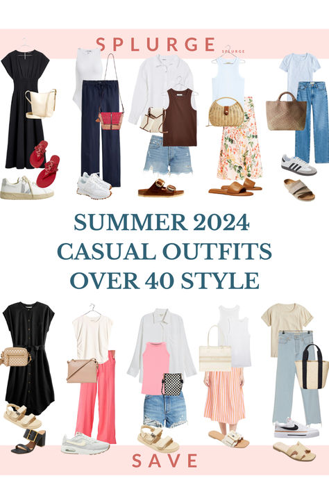 Looking for stylish summer outfits for women over 40? I've got you covered with these 5 chic and casual outfit ideas perfect for moms and women in their fabulous 40s! Check out our curated collection now and get ready to slay the summer fashion game with confidence. #SummerOutfits #CasualFashion #Over40Style #FashionInspiration #MomStyle Outfits 40s, Outfits Over 40, Outfits For Short Women, Over 40 Outfits, Capsule Wardrobe Women, Wardrobe Refresh, Casual Summer Outfits For Women, Tips Hair, Style Essentials