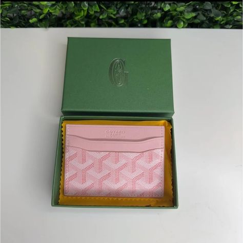 Goyard Saint-Sulpice Card Holder - Pink Pink Goyard Card Holder, Pink Goyard Wallet, Pink Goyard Bag, Pink Goyard Tote, Pink Goyard, Goyard Purse, Goyard Accessories, Goyard Belt, Goyard Card Holder