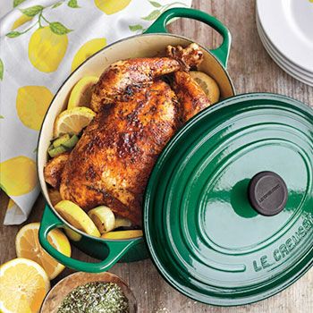 Recipes from our Chefs | Sur La Table | Sur La Table Chicken Philly Cheesesteak, Cardamom Recipe, Le Creuset Recipes, Chicken With Lemon, Dutch Oven Cooking, Chicken With Olives, Dutch Oven Recipes, Herb Recipes, Braised Chicken