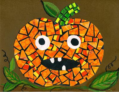 Pumpkin Mosaics....a nice grouping of mosaic pumpkins, without the face, would be beautiful! Paper Craft Ideas For Kids, Bricolage Halloween, Halloween Art Projects, October Art, Fall Art Projects, Halloween Arts And Crafts, Paper Craft Ideas, Craft Ideas For Kids, Pumpkin Art