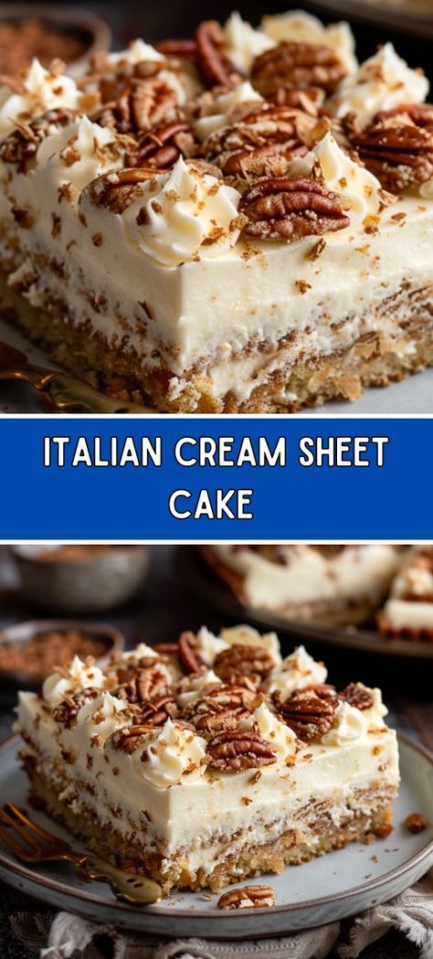 Italian Cream Sheet Cake Easy Big Desserts, 5 Layer Dessert, Heaven And Hell Sheet Cake 12 Tomatoes, Bavarian Cake Recipes, White Chocolate Sheet Cake, Sheet Pan Christmas Desserts, Easy Beautiful Cakes, 9x13 Dessert Recipes, Best Sheet Cake Recipes