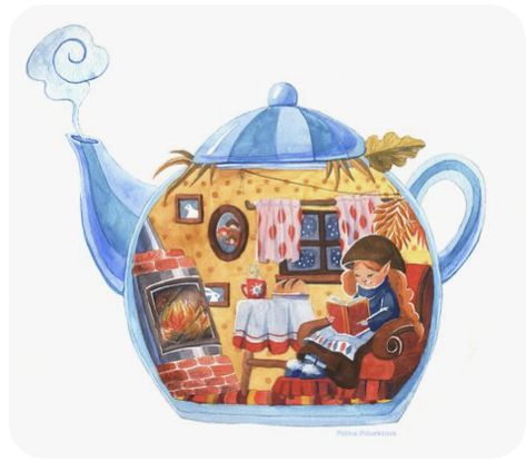 Teapot Illustration, Illustration Interior, Tea Illustration, Illustration Art Kids, Tea And Books, Illustration Cute, Interior Illustration, House Illustration, Tea Art